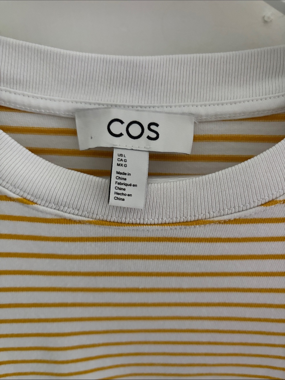 COS • Yellow and White Heavyweight Cotton Tee (Size L) - Picture 2 of 8